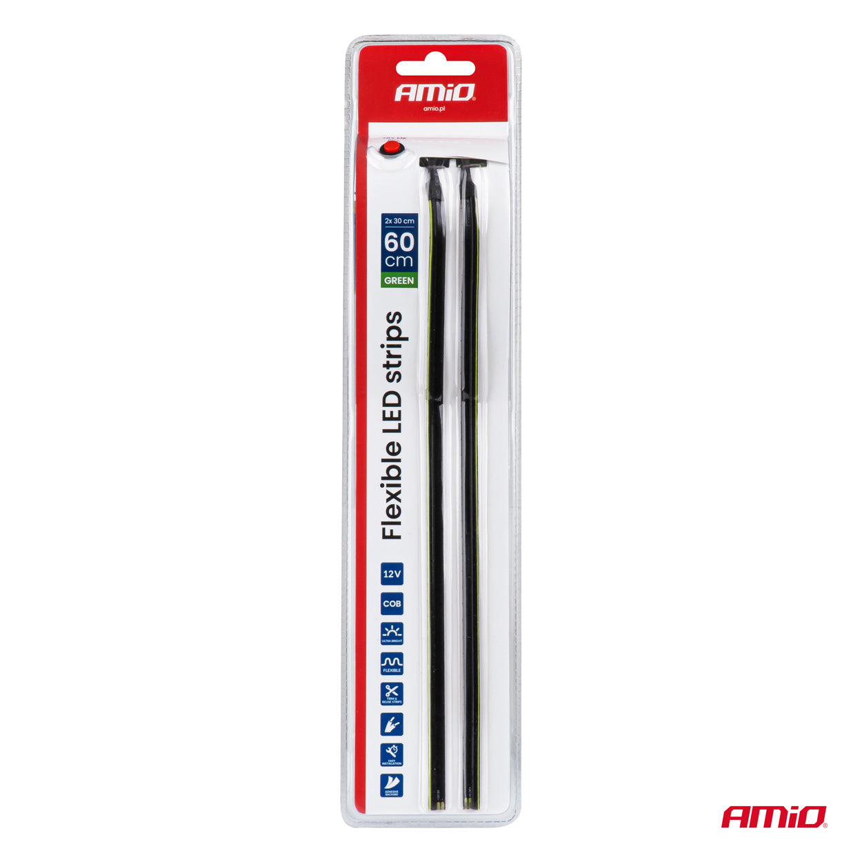 LED-Autostreifen COB sivulle vihreä 2x30 cm 12 V AMIO-04577