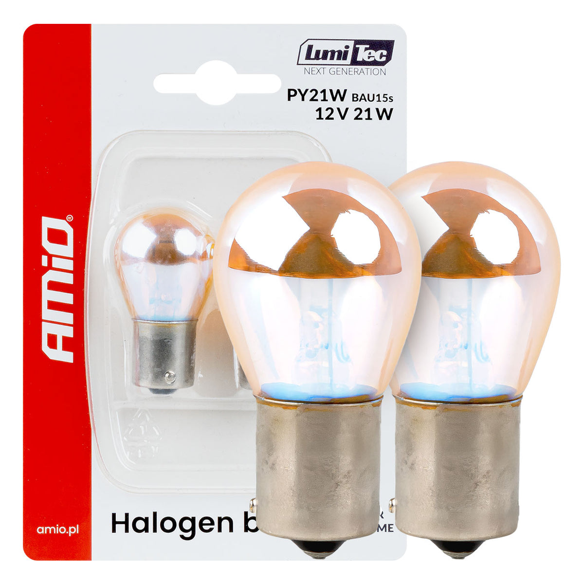 Halogeenipolttimo PY21W 12V 21W BAU15S LumiTec Amber Chrome 2 kpl