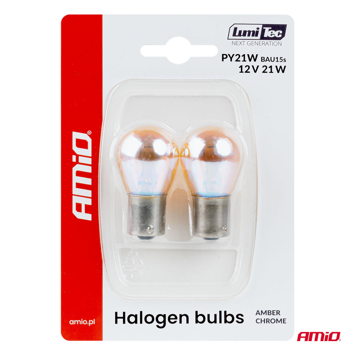 Halogeenipolttimo PY21W 12V 21W BAU15S LumiTec Amber Chrome 2 kpl