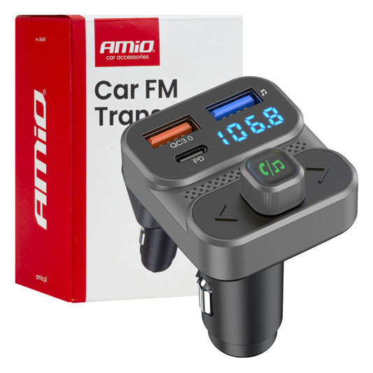 FM-lähetin 2×USB-A 1×USB 12 V 24 V