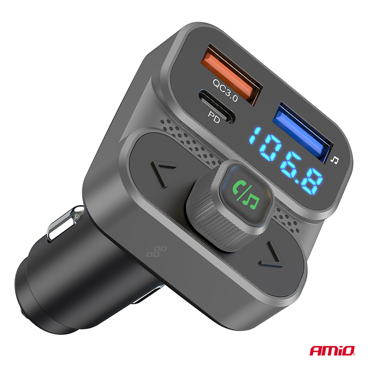 FM-lähetin 2×USB-A 1×USB 12 V 24 V