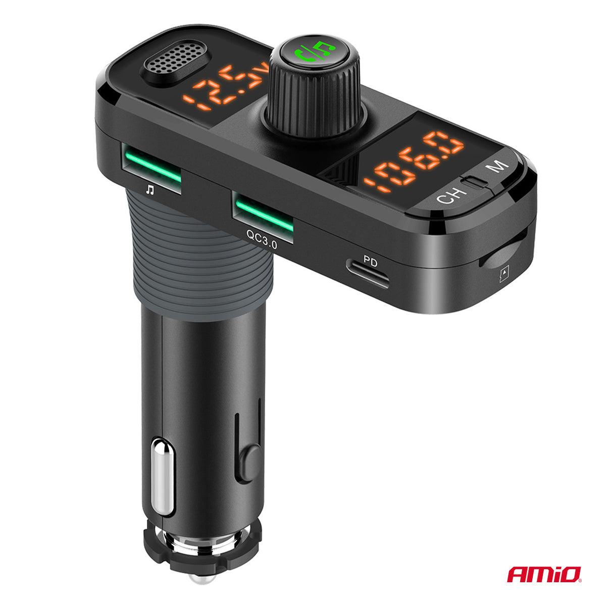 FM-lähetin 2×USB-A 1×USB-C microSD 12 V 24 V