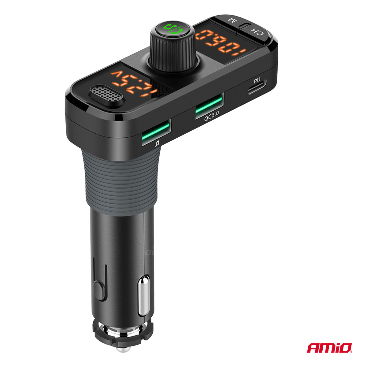 FM-lähetin 2×USB-A 1×USB-C microSD 12 V 24 V