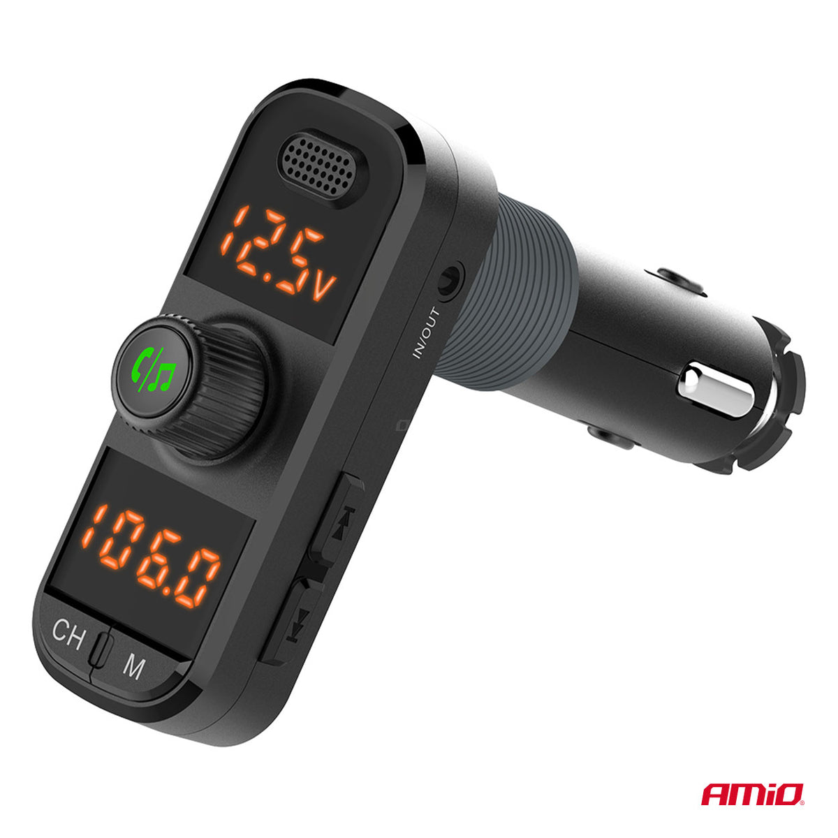 FM-lähetin 2×USB-A 1×USB-C microSD 12 V 24 V
