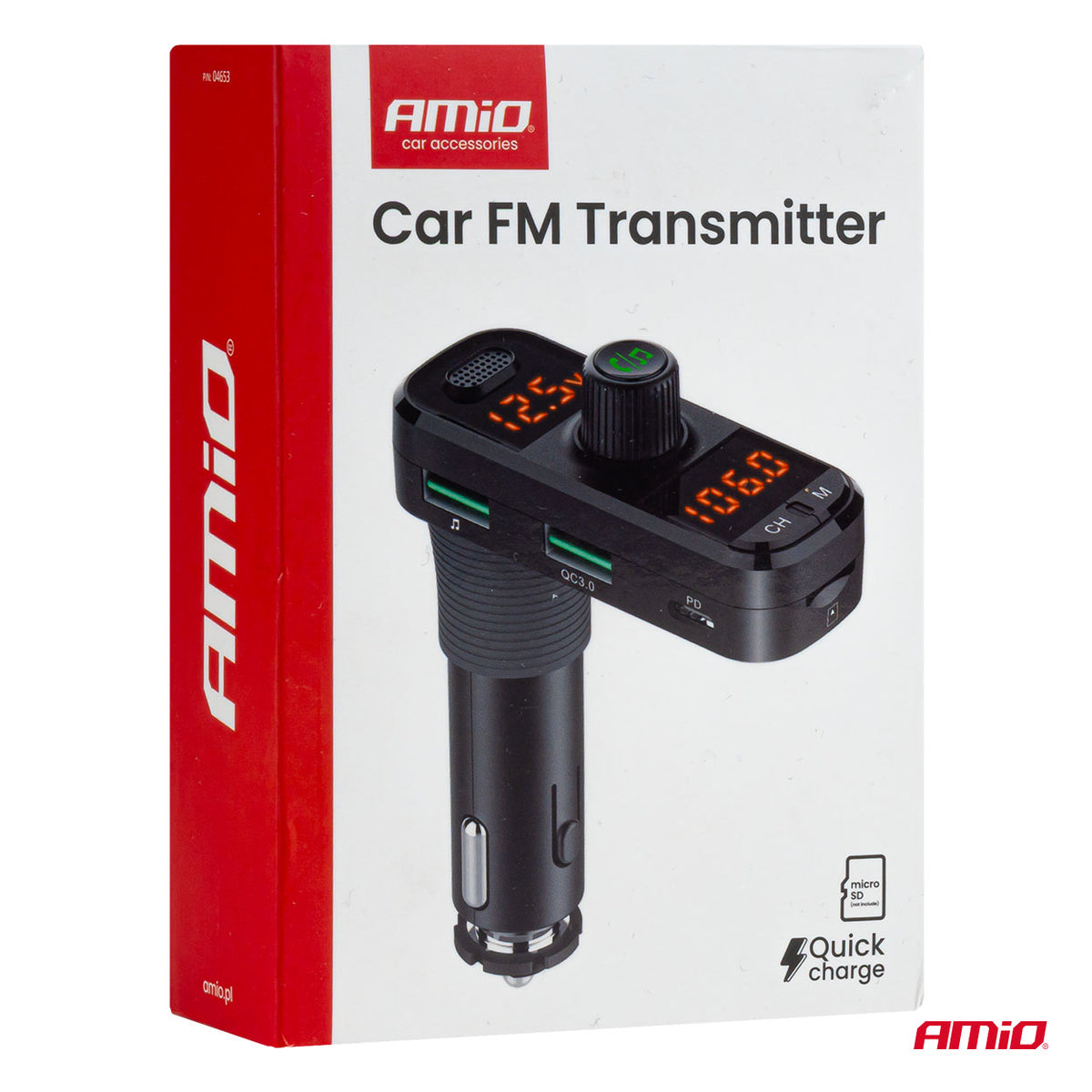 FM-lähetin 2×USB-A 1×USB-C microSD 12 V 24 V