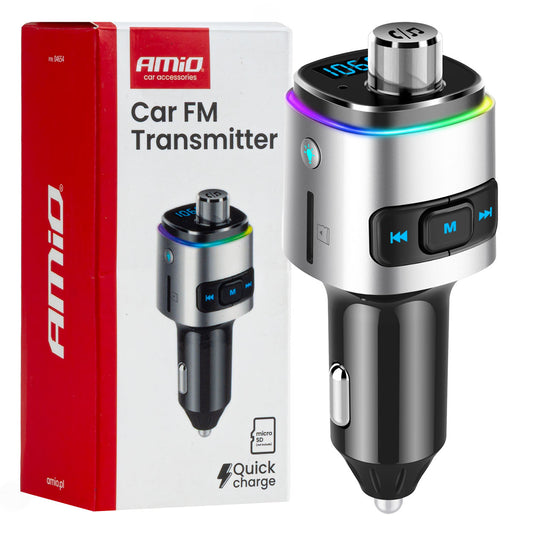 FM-lähetin 2×USB-A microSD 12 V 24 V