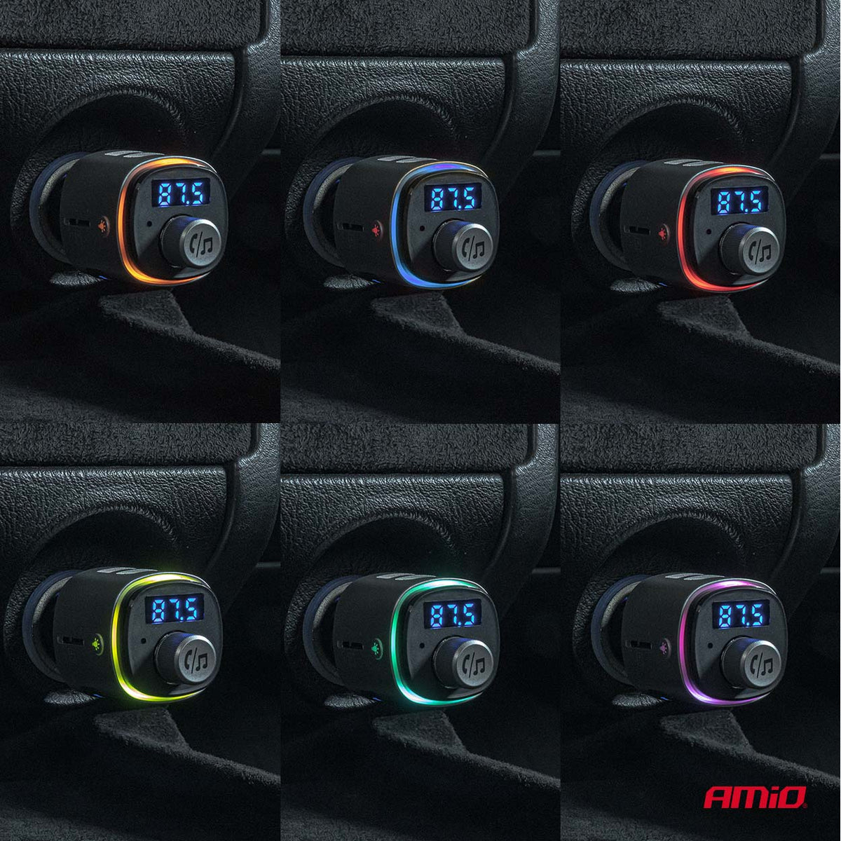 FM-lähetin 2×USB-A microSD 12 V 24 V