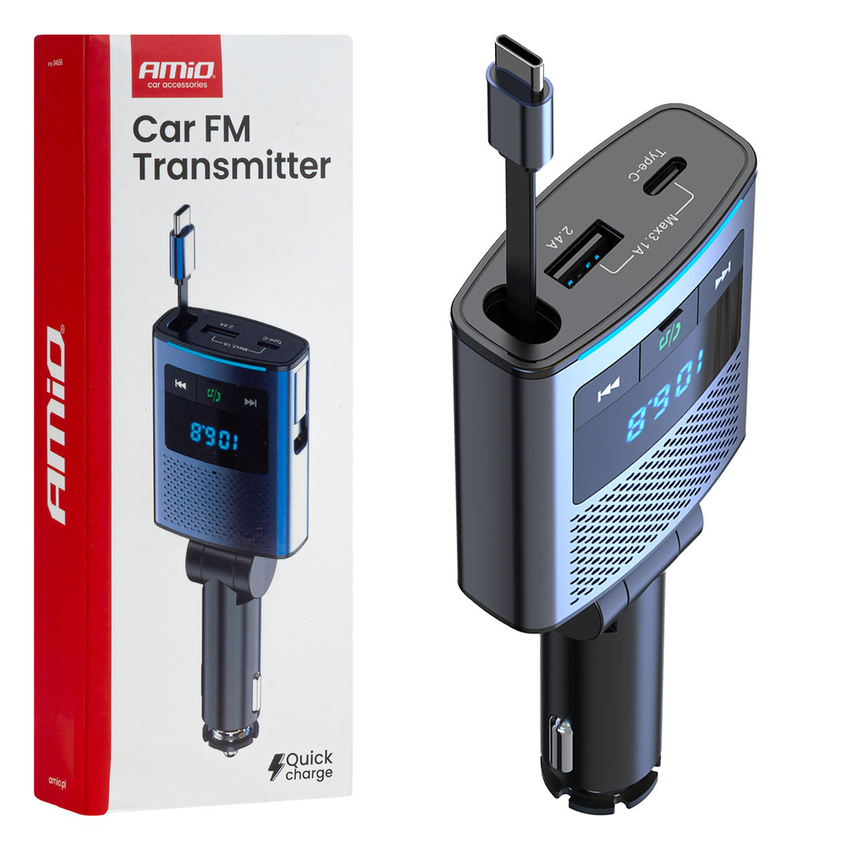 FM-lähetin 1×USB-A 1×USB-C 12 V 24 V