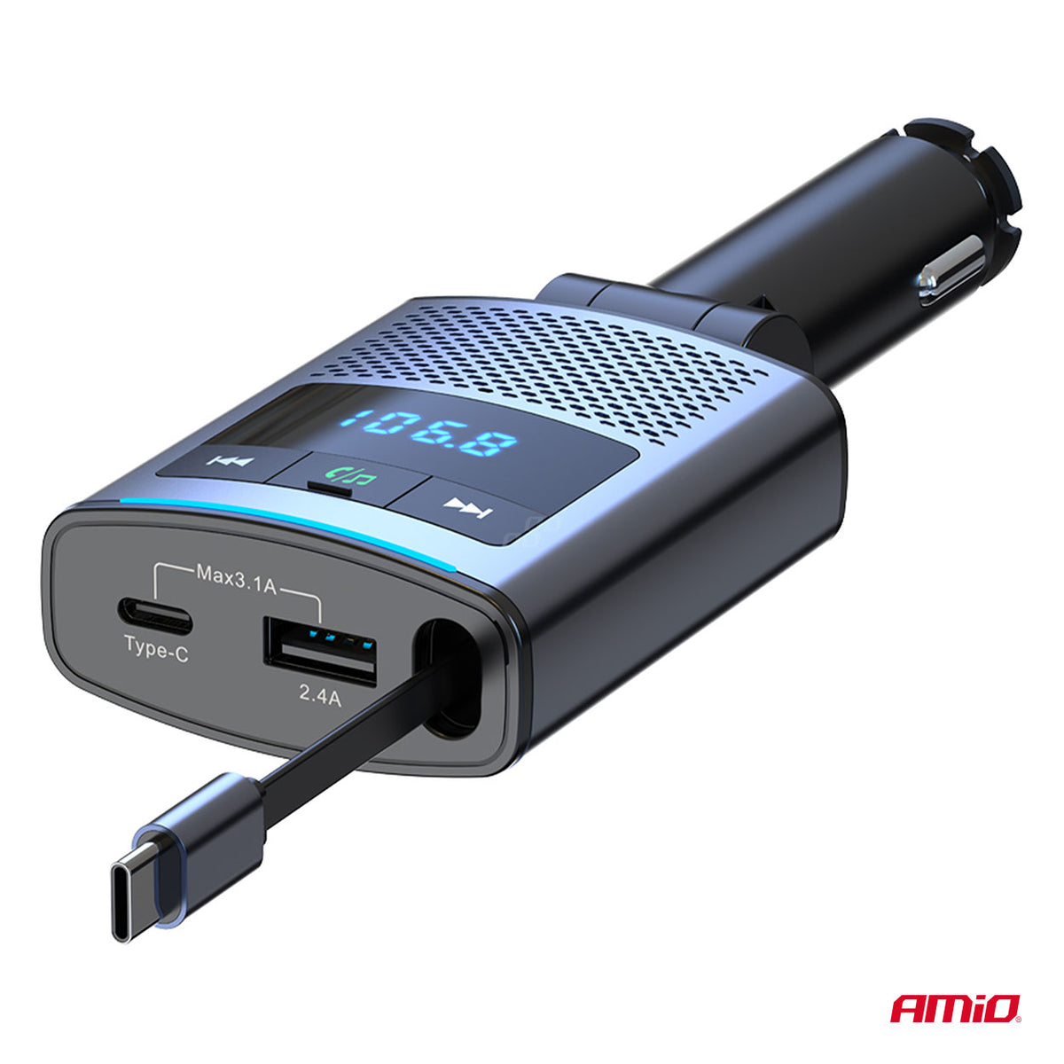 FM-lähetin 1×USB-A 1×USB-C 12 V 24 V