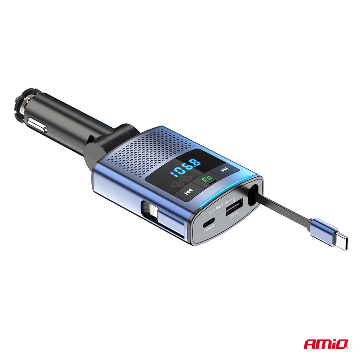 FM-lähetin 1×USB-A 1×USB-C 12 V 24 V