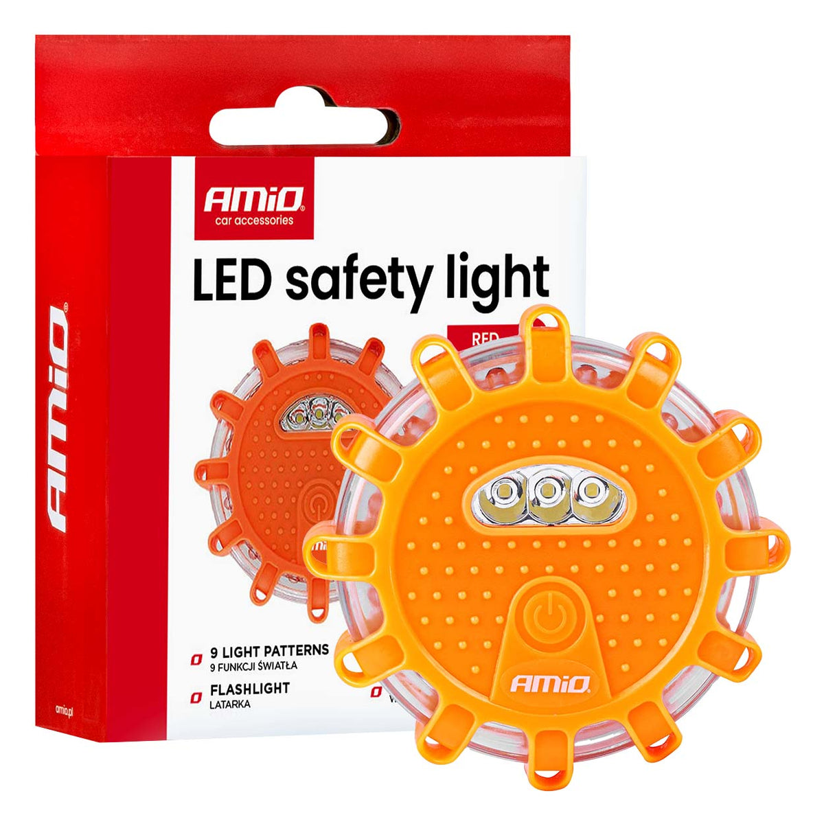 LED-varoitusvalo 12SMD+3SMD 650mAh (akku) punainen