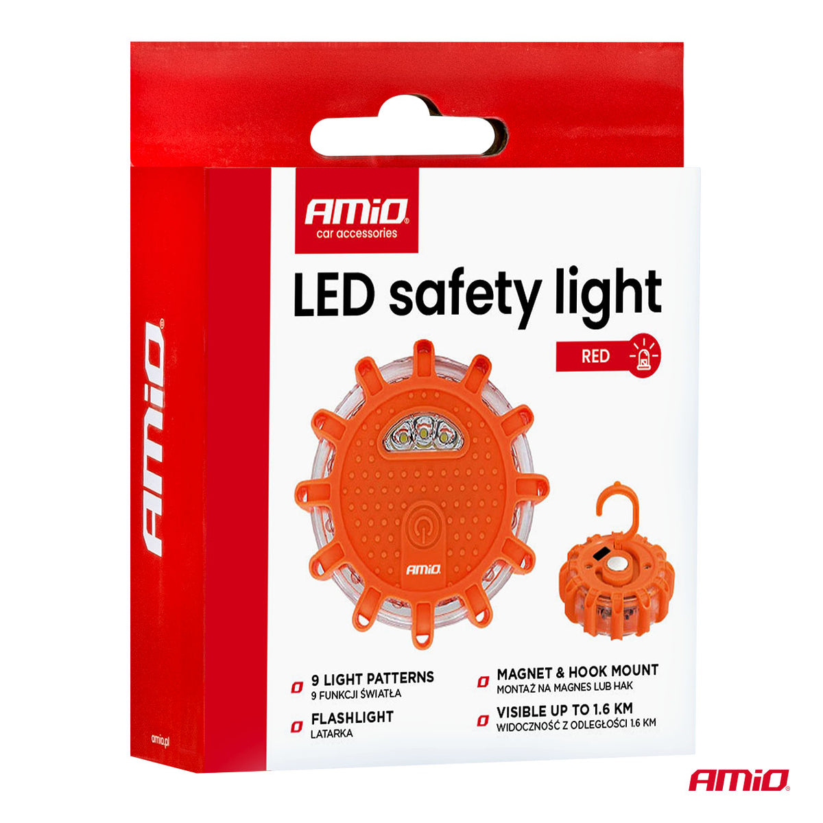 LED-varoitusvalo 12SMD+3SMD 650mAh (akku) punainen