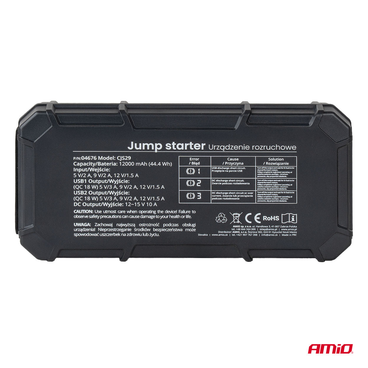 Starthilfe Power Pack 3in1 12V 12Ah 1000A PRO AMIO-04676