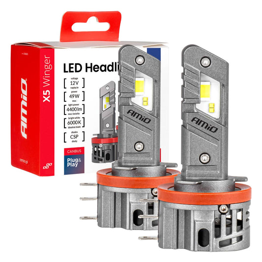 LED-ajovalot X5-sarja WINGER H15 49W 6000K CANBUS AMIO-04685