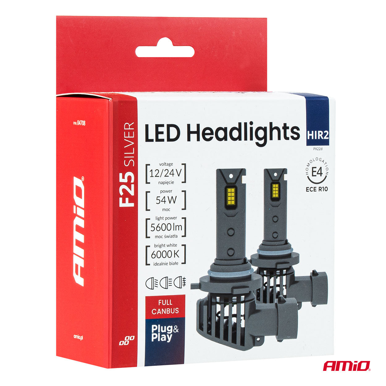 LED-ajovalot Sarja F25 SILVER FULL CANBUS HIR2 9012 54W 12V 24V AMIO-04708