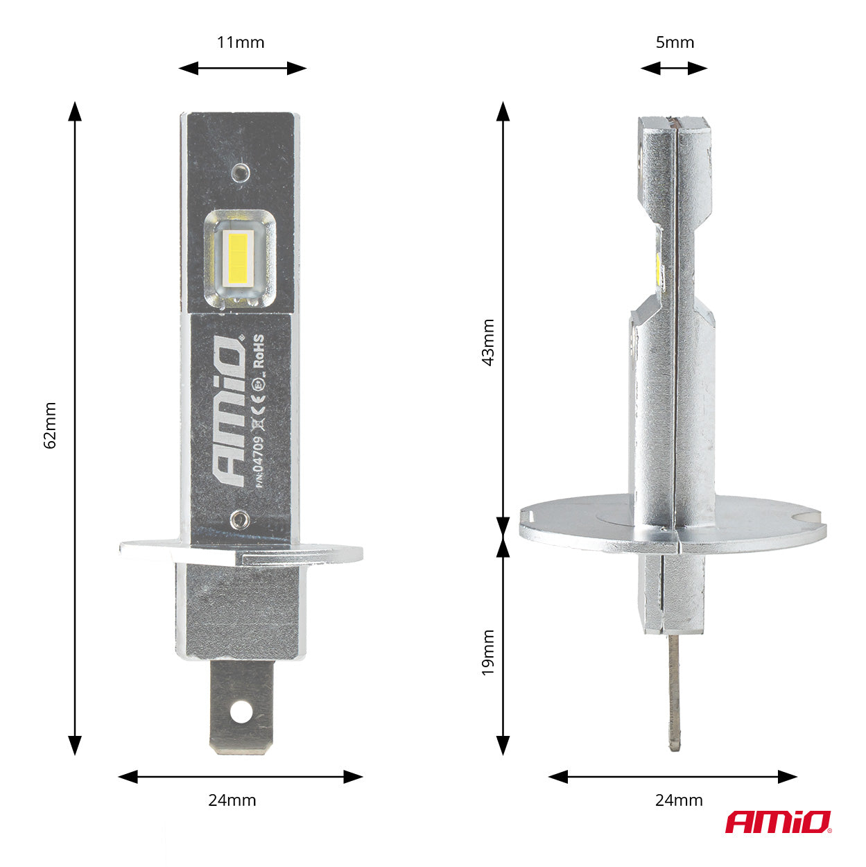 LED-ajovalot Sarja H25 CANBUS H1 12V 20W AMIO-04709
