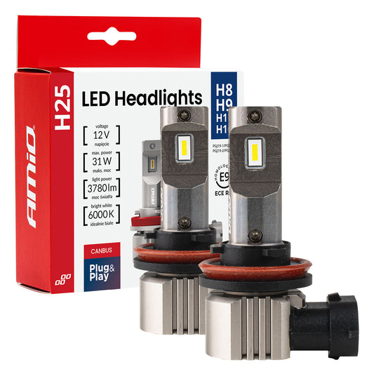 LED-ajovalot H25-sarja CANBUS H8/H9/H11/H16 12V 31W
