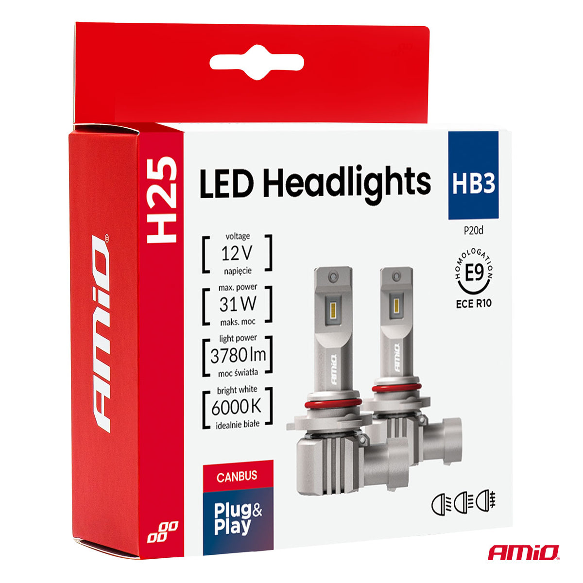 LED-ajovalot H25-sarja CANBUS HB3 9005 12V 31W