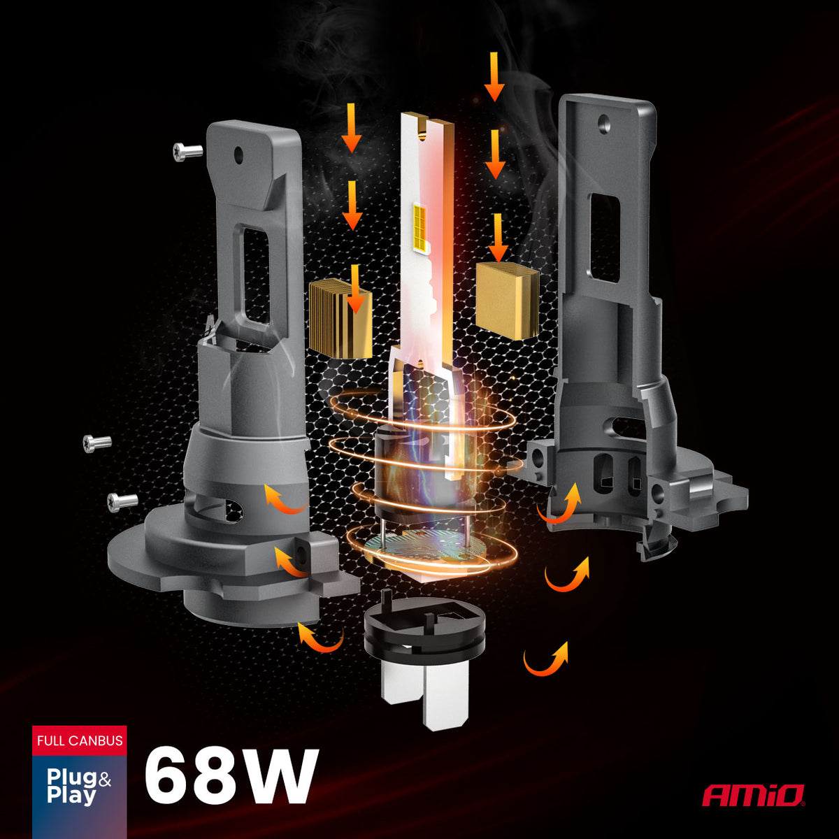 LED-ajovalot F25 PRO BLACK FULL CANBUS H7 68 W 12–24 V