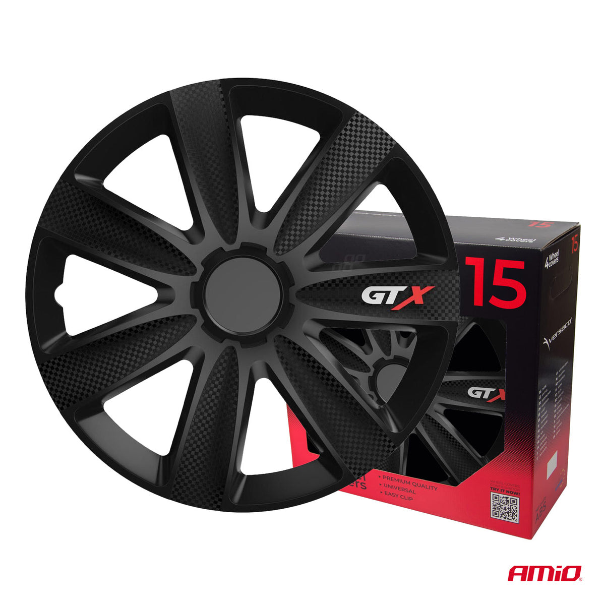 Autoon pölykapseli 4 kpl setti GTX musta carbon 15" COLOR BOX