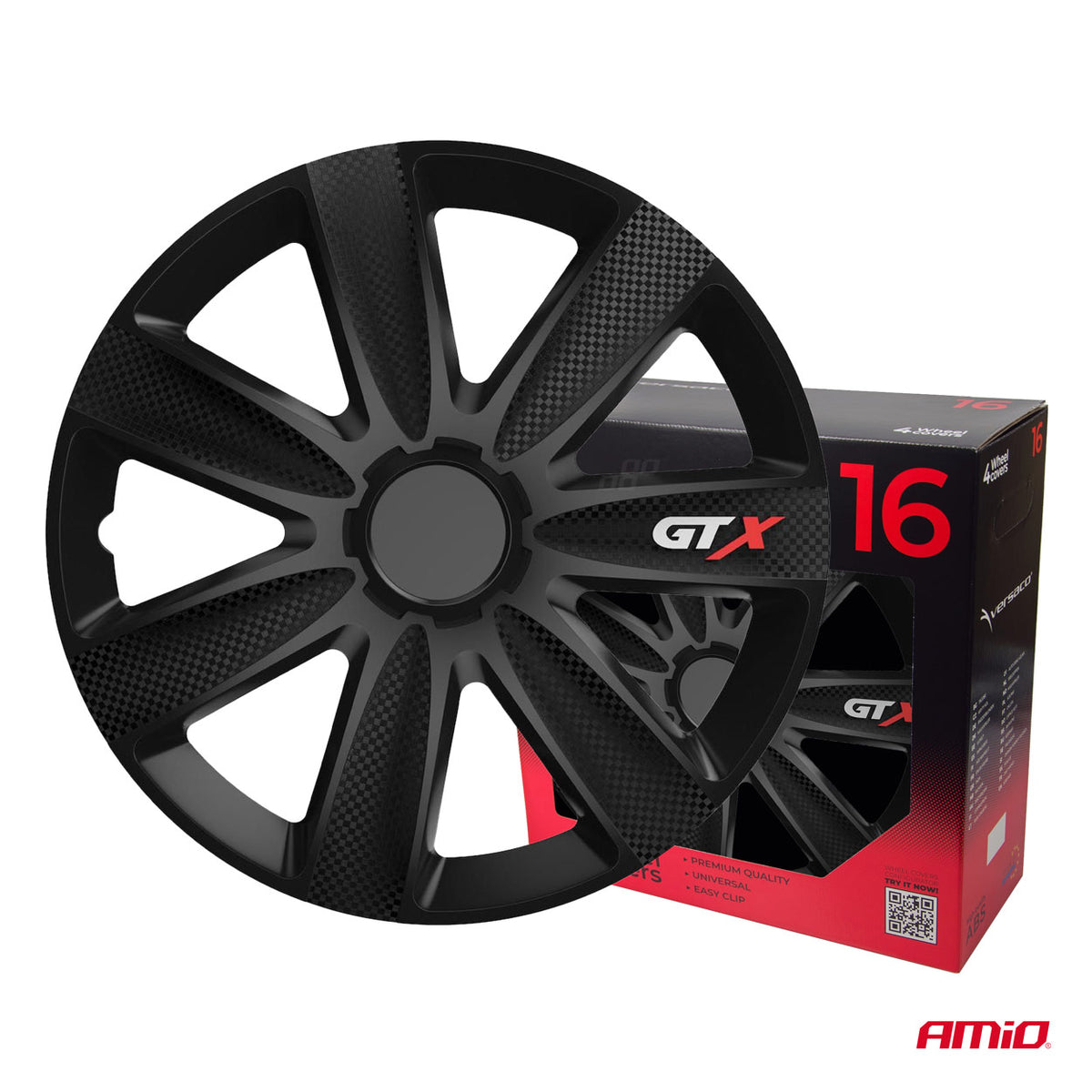 Autoon pölykapseli 4 kpl setti GTX musta carbon 16" COLOR BOX