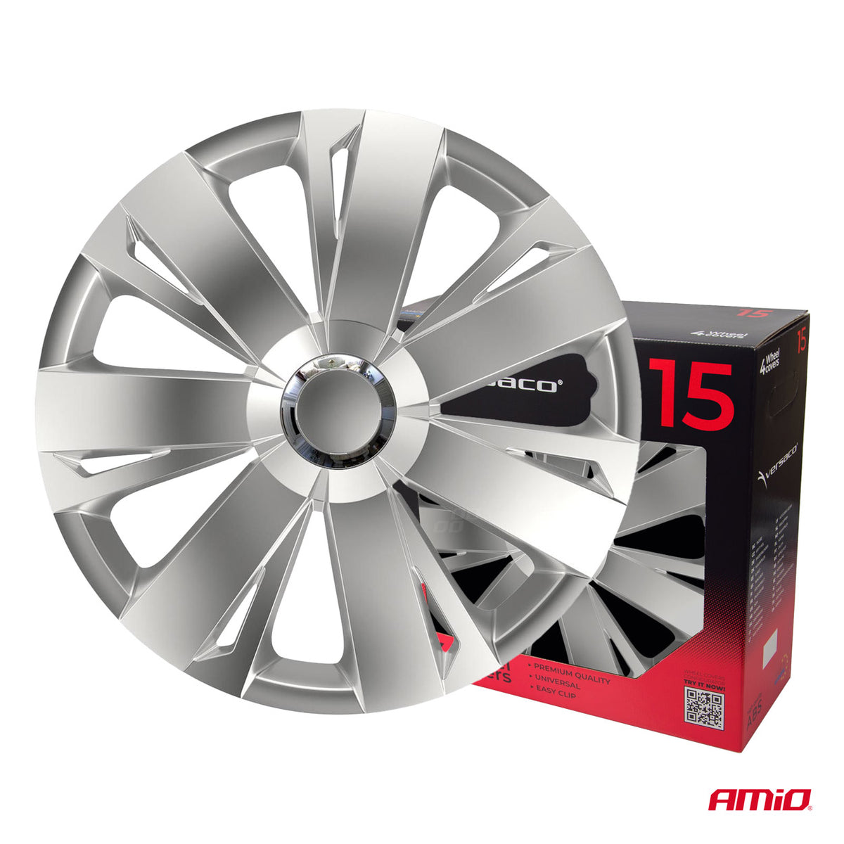 Autoon pölykapseli 4 kpl sarja Energy hopea 15" COLOR BOX