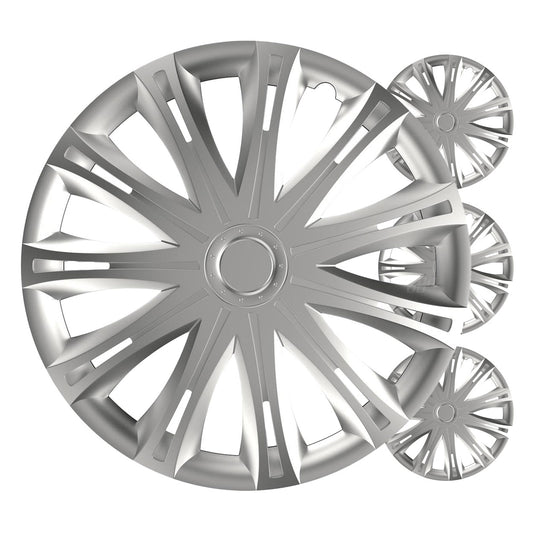 Ajoneuvon pölykapseli 4 kpl sarja Spark hopea 17" COLOR BOX