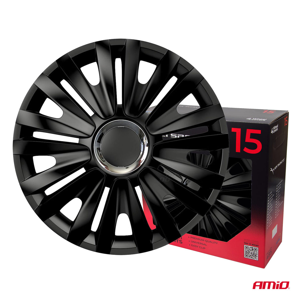 Autoon pölykapseli 4 kpl sarja Royal musta 15" COLOR BOX