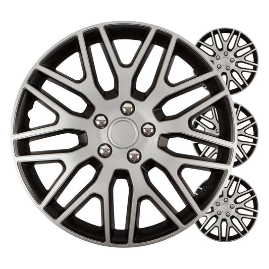 Autoon pölykapseli 4 kpl sarja Dakar musta ja hopea 16" COLOR BOX