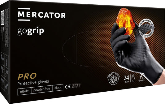 Nitriilihanskat GoGrip musta koko XXL, 50 kpl