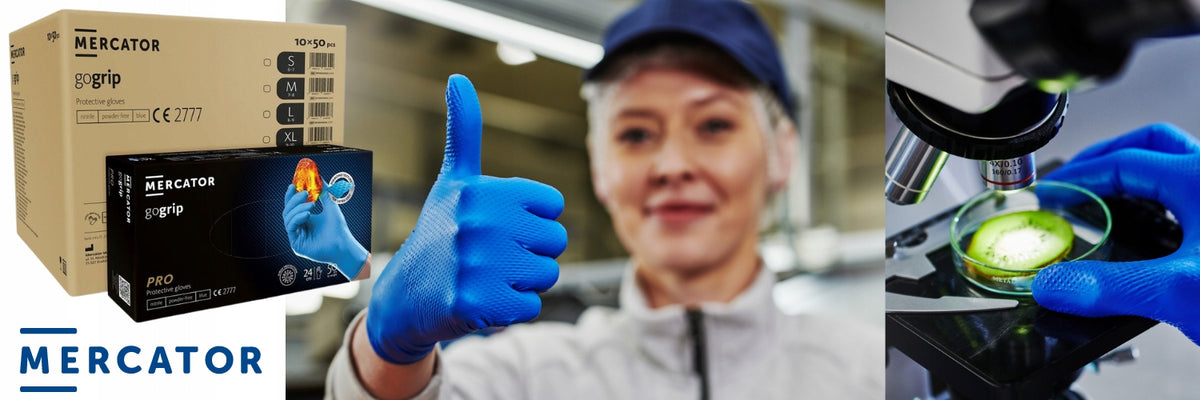 Nitriilihanskat GoGrip sininen koko L, 50 kpl
