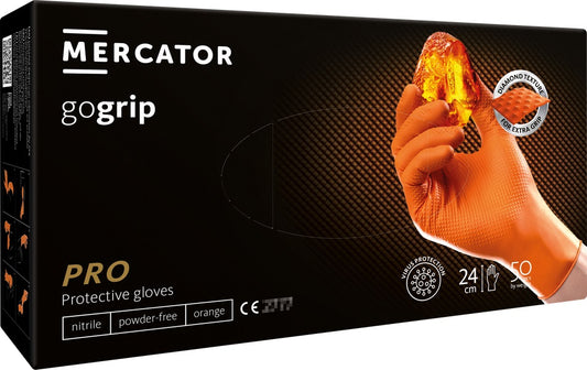 Nitriilihanskat GoGrip oranssi koko XXL, 50 kpl