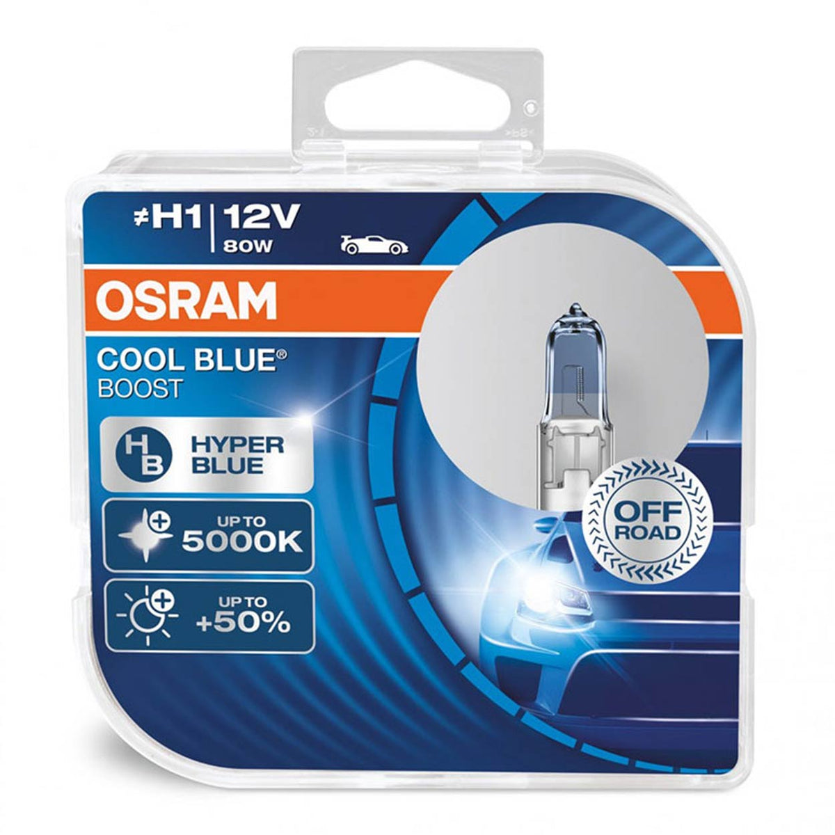Halogeenipolttimo OSRAM H1 12 V 80 W P14,5s Cool Blue Boost 5500K / 2 kpl