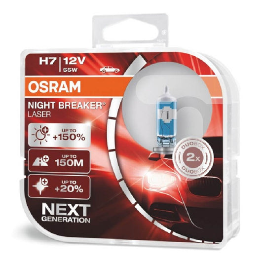 Halogeenipolttimo OSRAM H7 12V 55W PX26D Night Breaker Laser +150% 2 kpl
