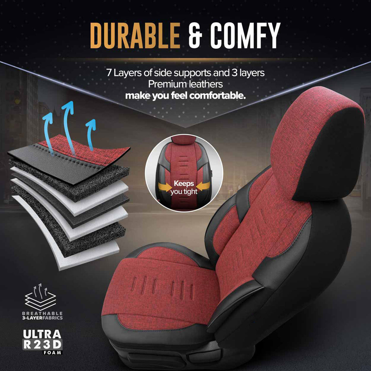 Istuinsuojasarja OTOM THRONE 103 RED 3-ZIP